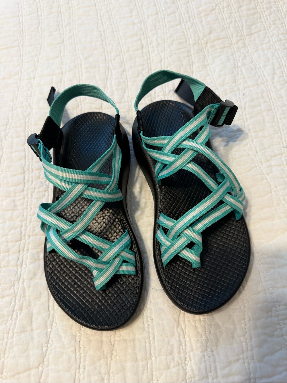 Chaco Women's Teal and White Strappy Sport Sandals